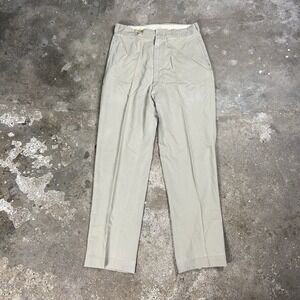 Vintage 60s Military Pants Size 30x31 Beige Pleated Khaki Straight Fit Casual